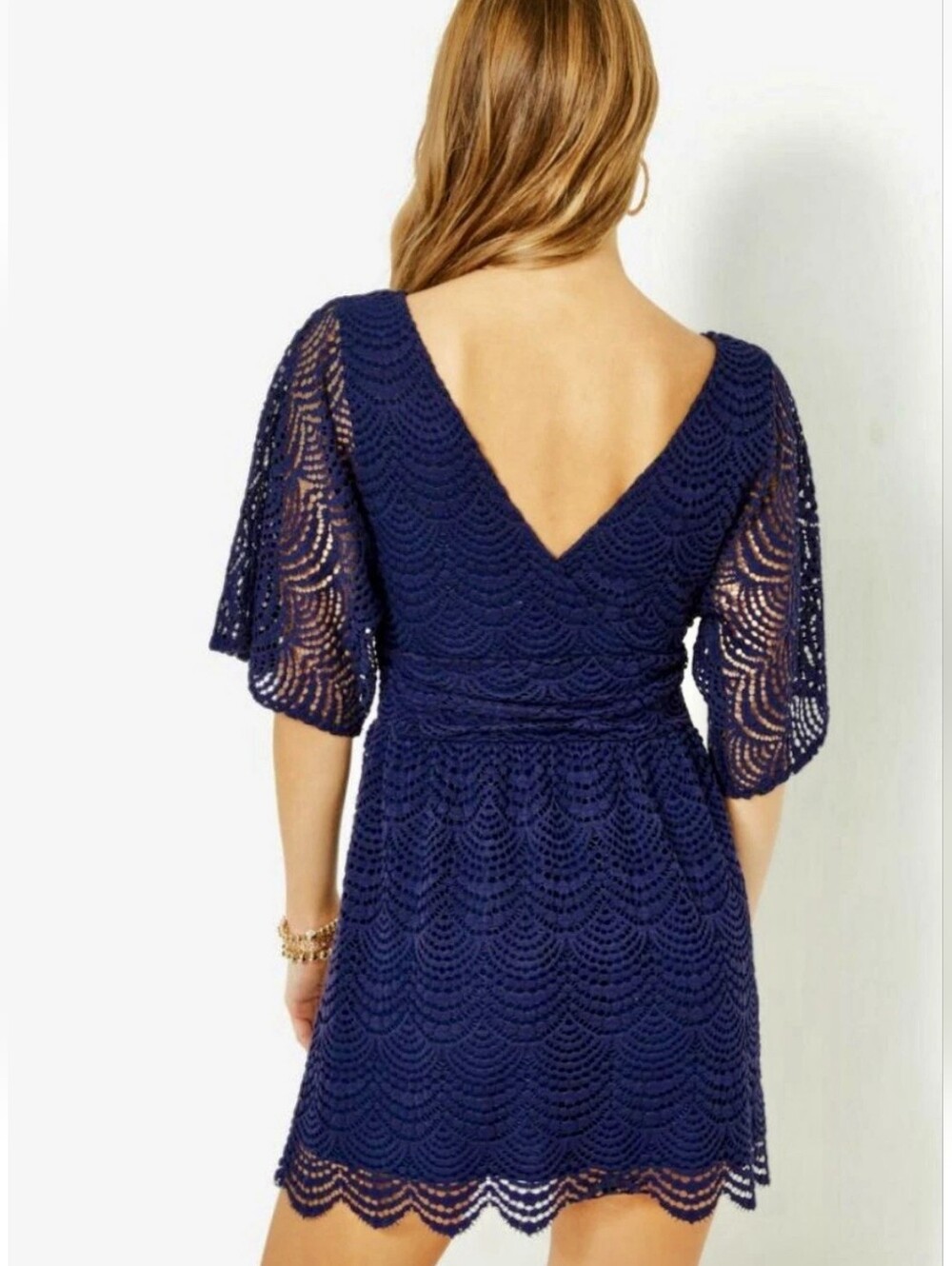Lilly Pulitzer Parigi Skort Romper True Navy Scalloped Shell Lace - Size XL - Picture 5 of 13
